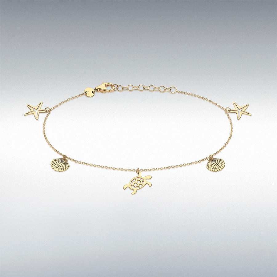 9ct Yellow Gold Sea and Sand Adjustable Bracelet