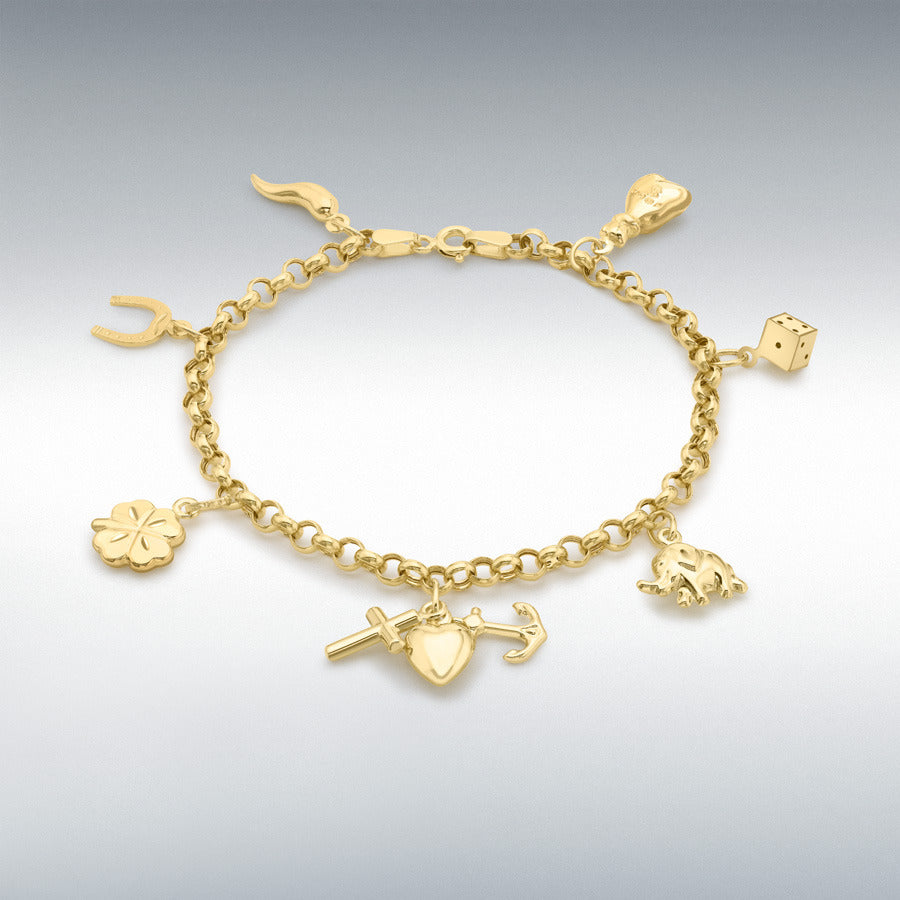 9ct Yellow Gold Seven Lucky Charms Bracelet