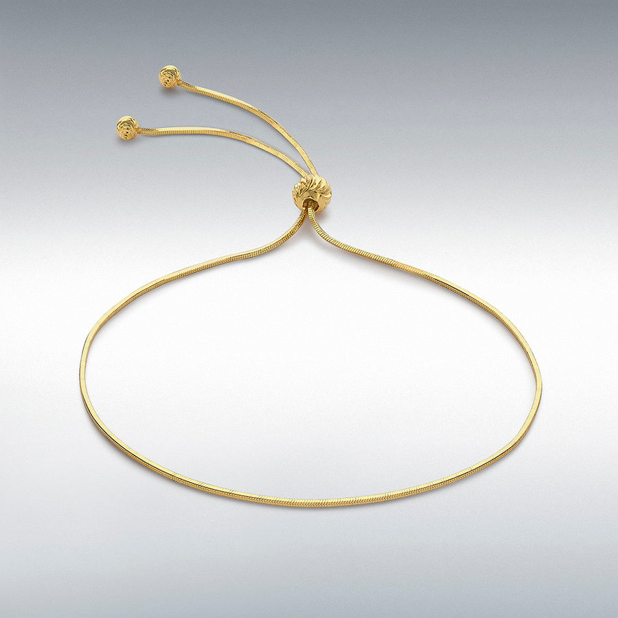 9ct Yellow Gold Snake Chain Adjustable Bracelet
