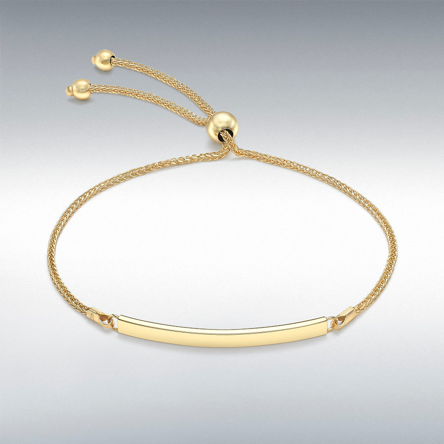 9ct Yellow Gold Spiga Chain Adjustable Slider ID Bracelet