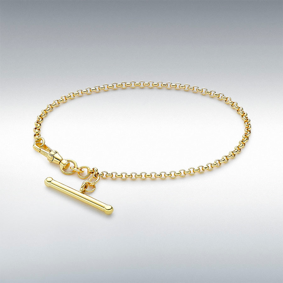 9ct Yellow Gold T-Bar Hollow Belcher Albert Bracelet