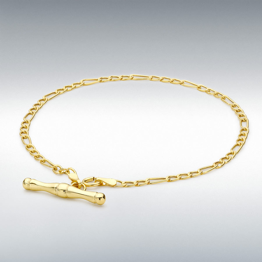 9ct Yellow Gold T-Bar Hollow Figaro Albert Bracelet