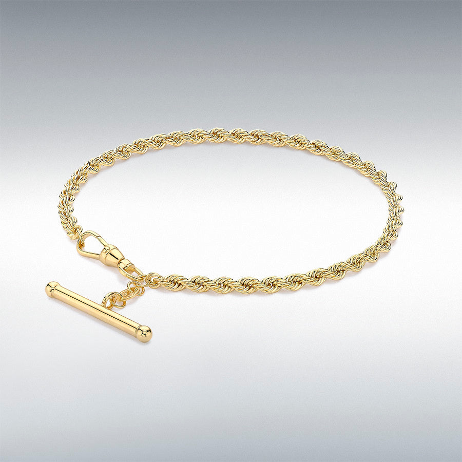 9ct Yellow Gold T-Bar Rope Albert Bracelet