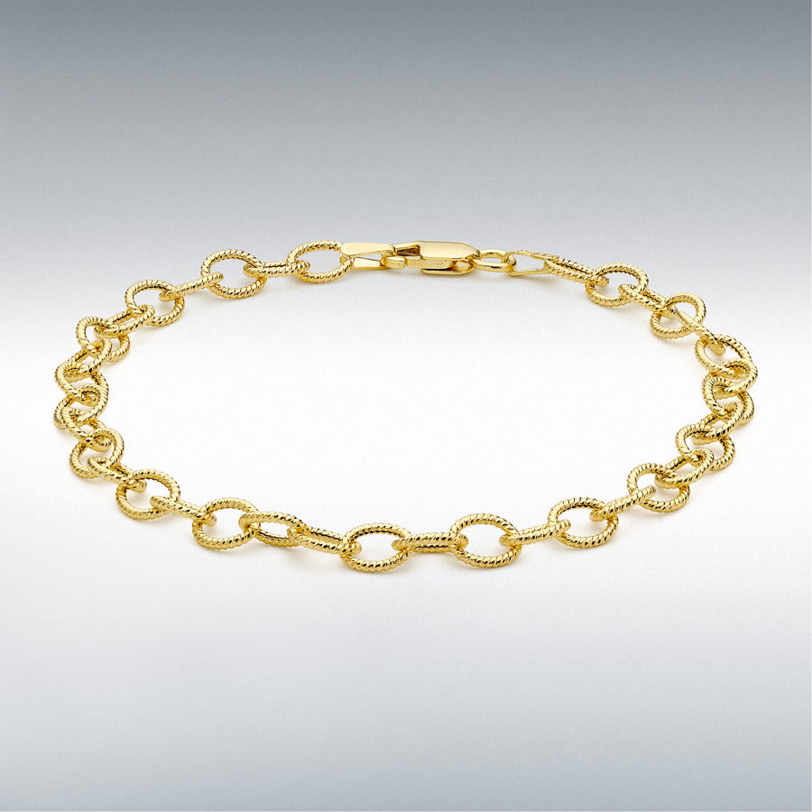 9ct Yellow Gold Textured Belcher Bracelet
