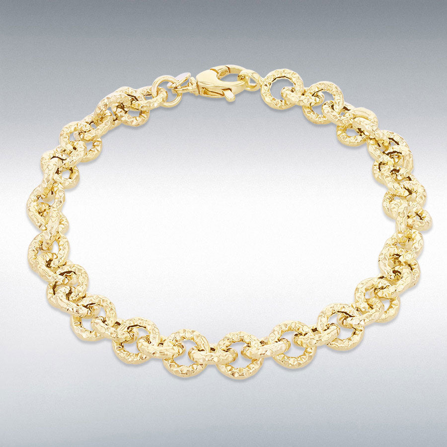 9ct Yellow Gold Textured Belcher Link Bracelet