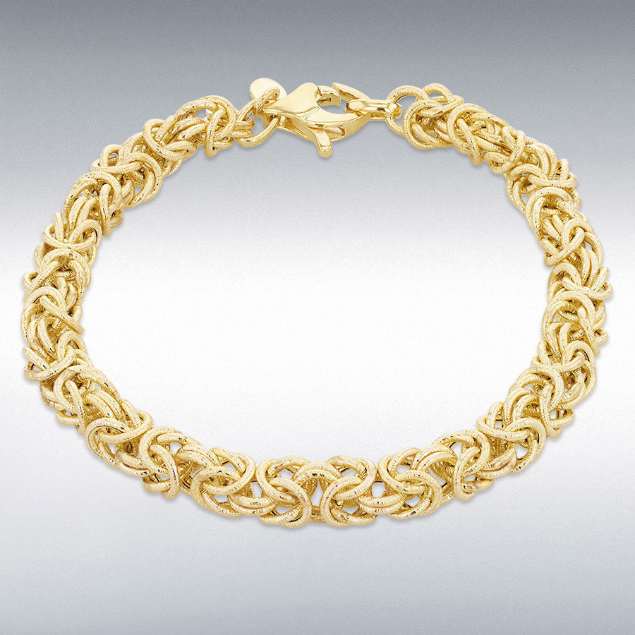 9ct Yellow Gold Textured Byzantine Bracelet