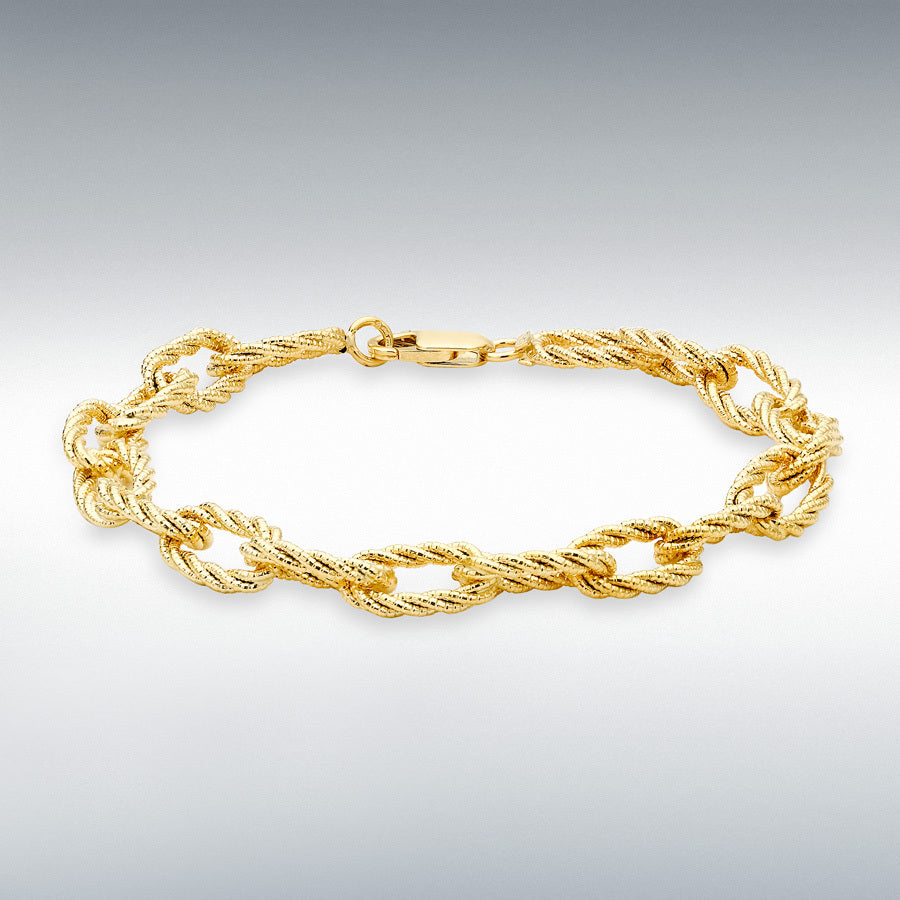 9ct Yellow Gold Textured Oval Link Bracelet