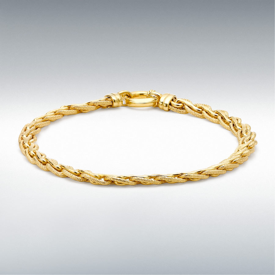 9ct Yellow Gold Textured Spiga Bracelet