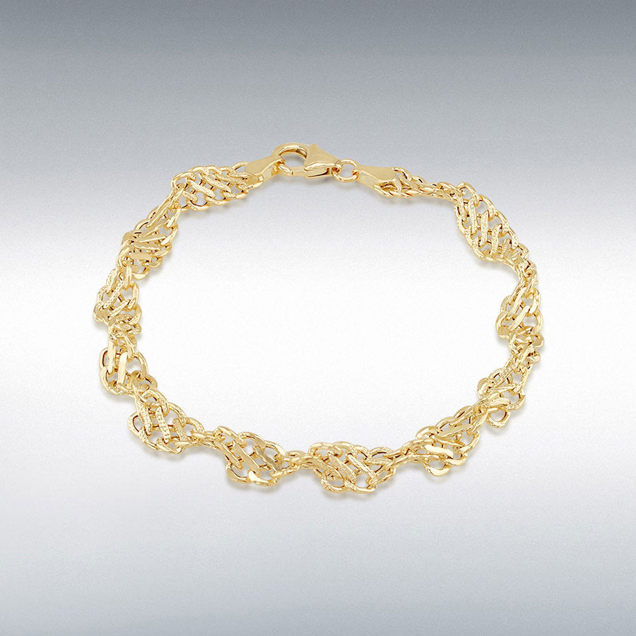 9ct Yellow Gold Textured Twist Curb Bracelet
