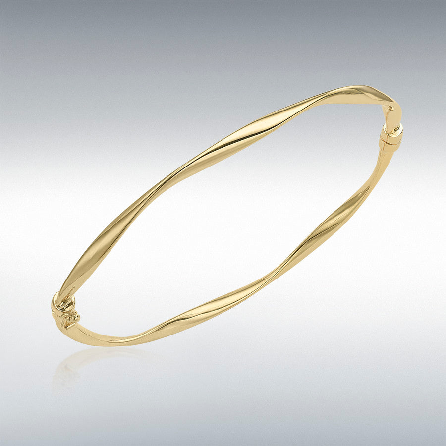 9ct Yellow Gold Thin Flat Twist Bangle