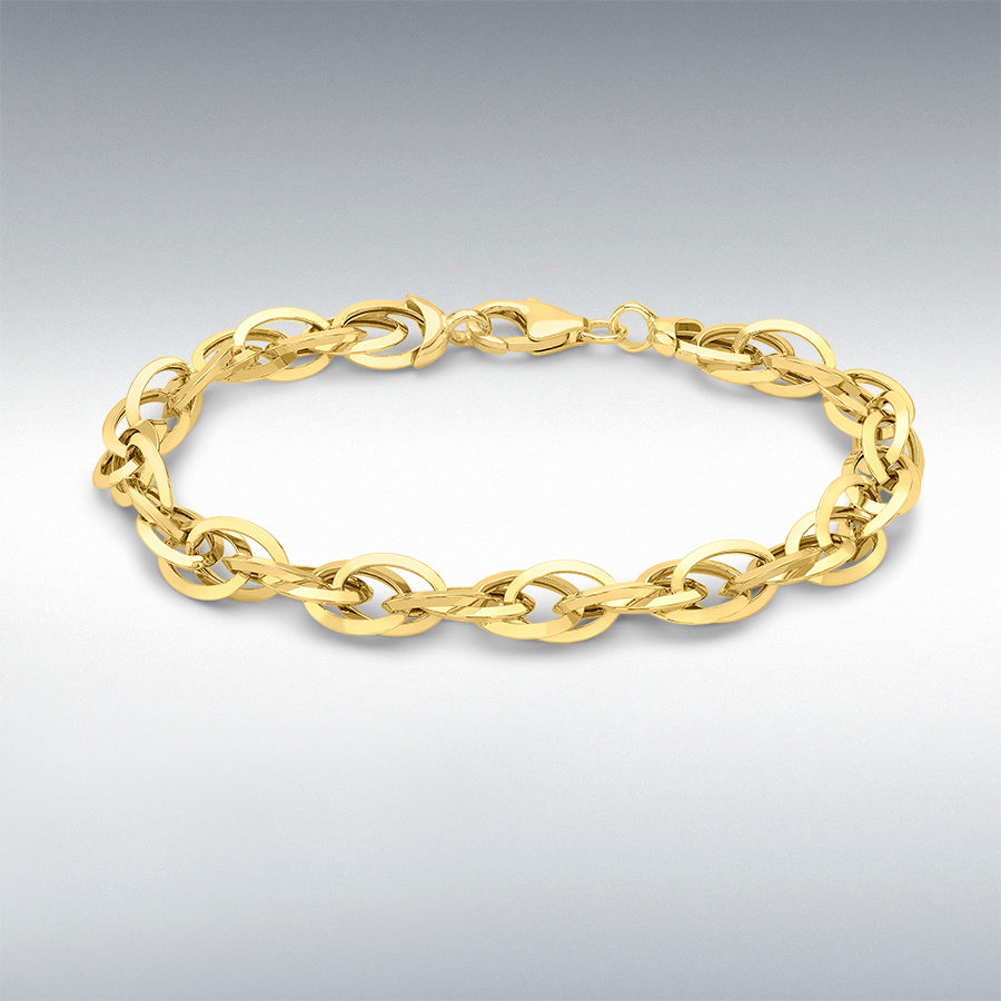 9ct Yellow Gold Triangle Tube Prince of Wales Bracelet