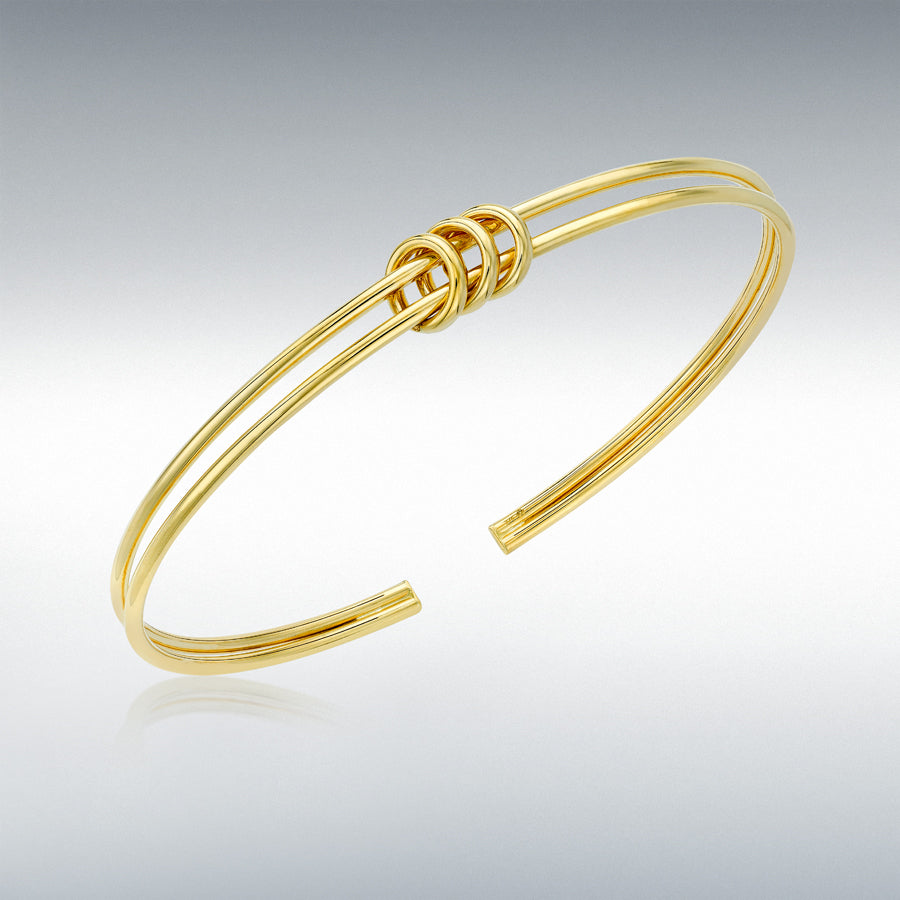9ct Yellow Gold Triple Ring Flexible Cuff Bangle
