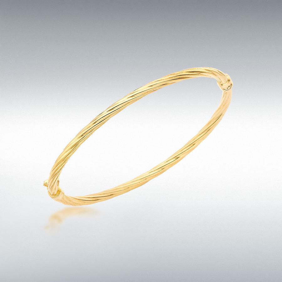 9ct Yellow Gold Twist Tube Oval Bangle