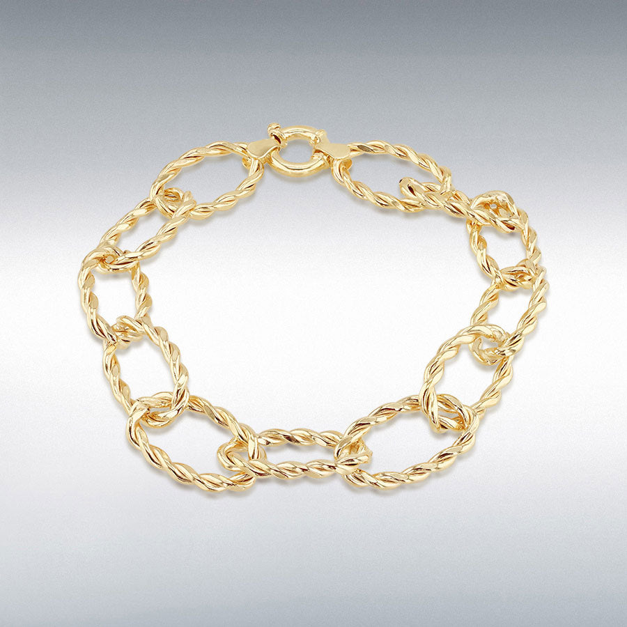 9ct Yellow Gold Twisted Link Rope Bracelet