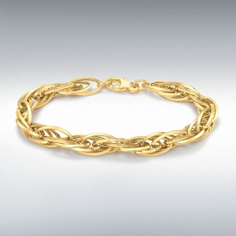 9ct Yellow Gold Twisted Oval Link Bracelet