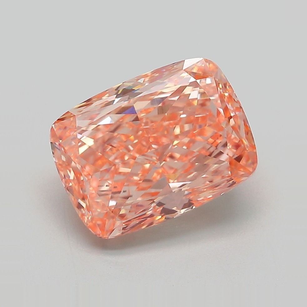 Cushion Fancy Vivid Pinkish Orange Lab-grown Diamond 3.69ct VVS2 loose diamond