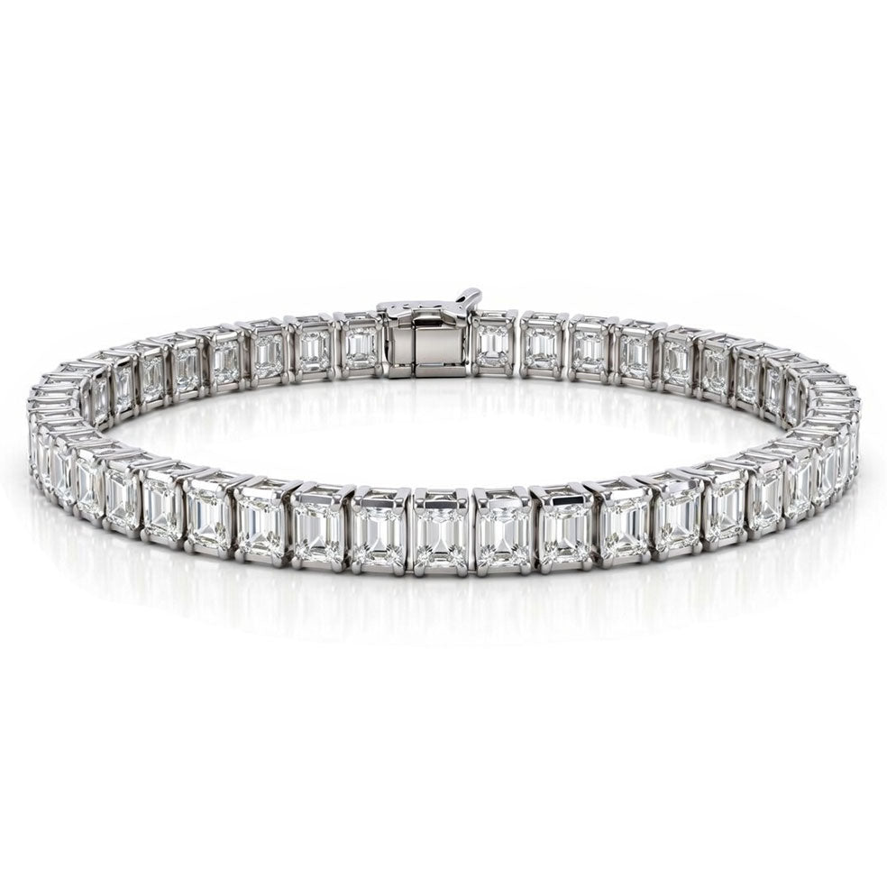 Four-Claw Emerald-Cut Diamond Tennis Bracelet, 18.50ct total