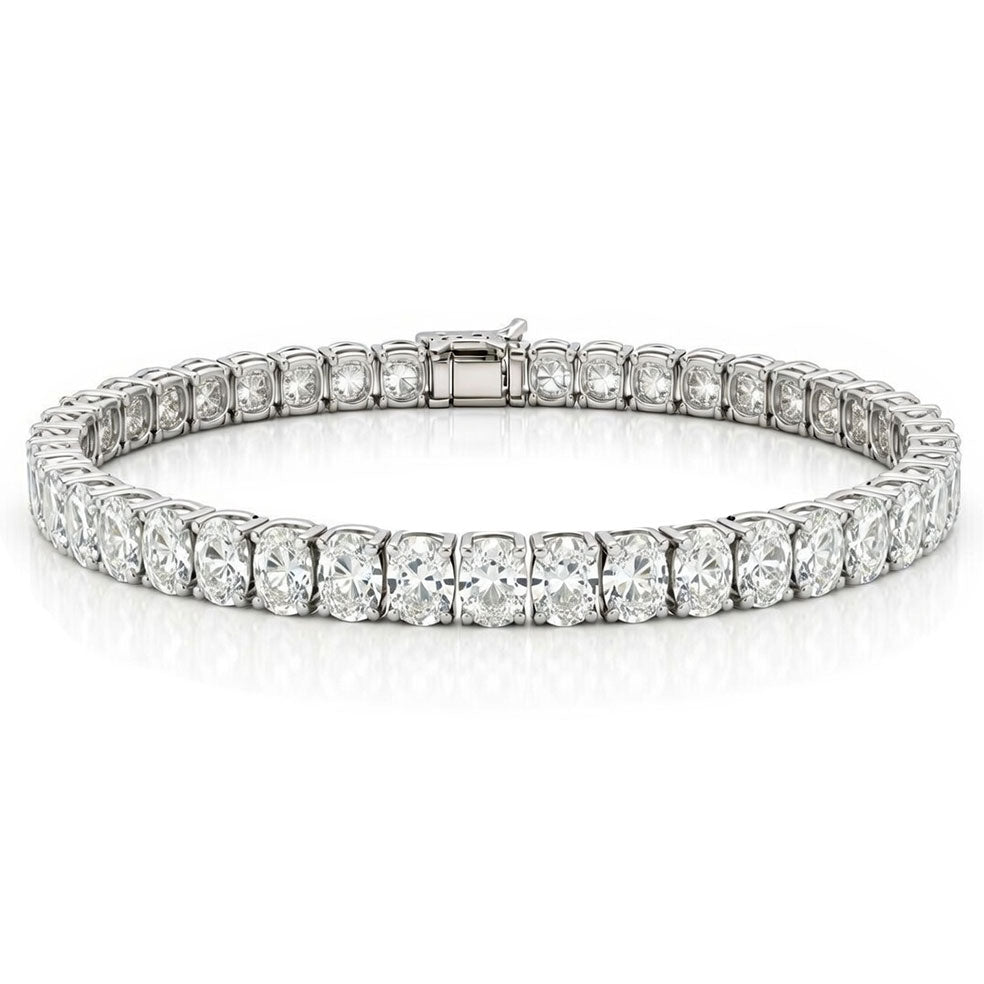 Four-Claw Oval Diamond Tennis Bracelet, 12.50ct total