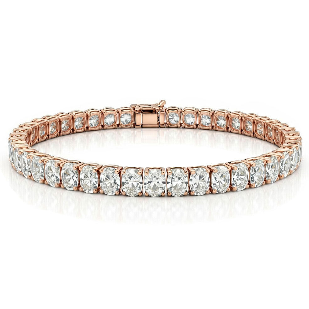Four-Claw Oval Diamond Tennis Bracelet, 15.00ct total in Rose Gold