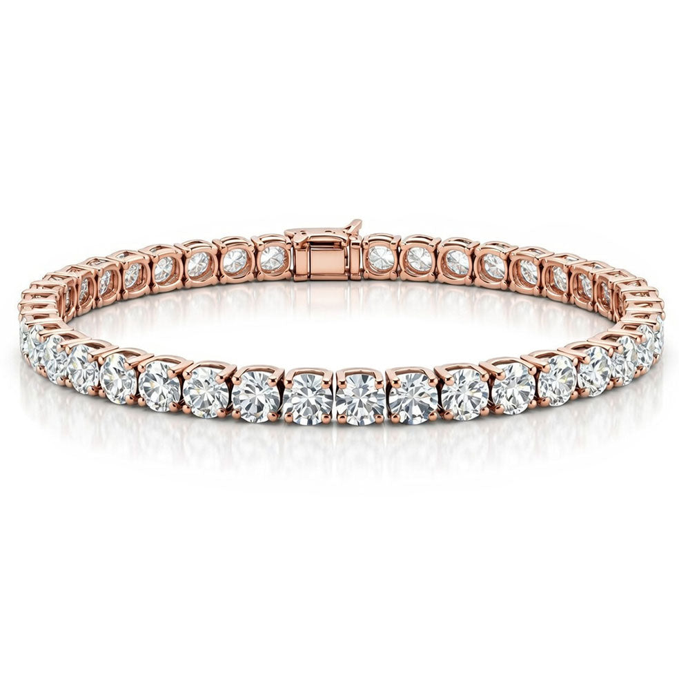 Four-Claw Round Diamond Tennis Bracelet, 4.00ct total in Rose Gold