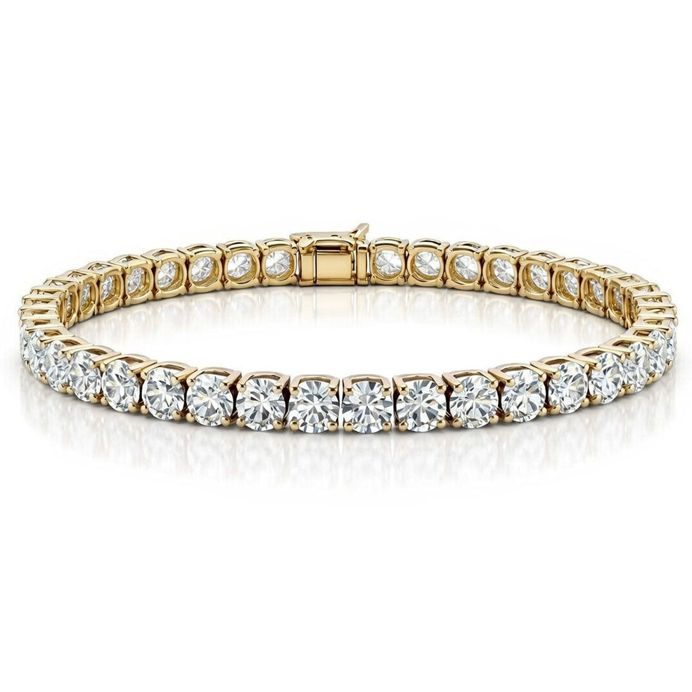 Four-Claw Round Diamond Tennis Bracelet, 4.00ct total in Yellow Gold