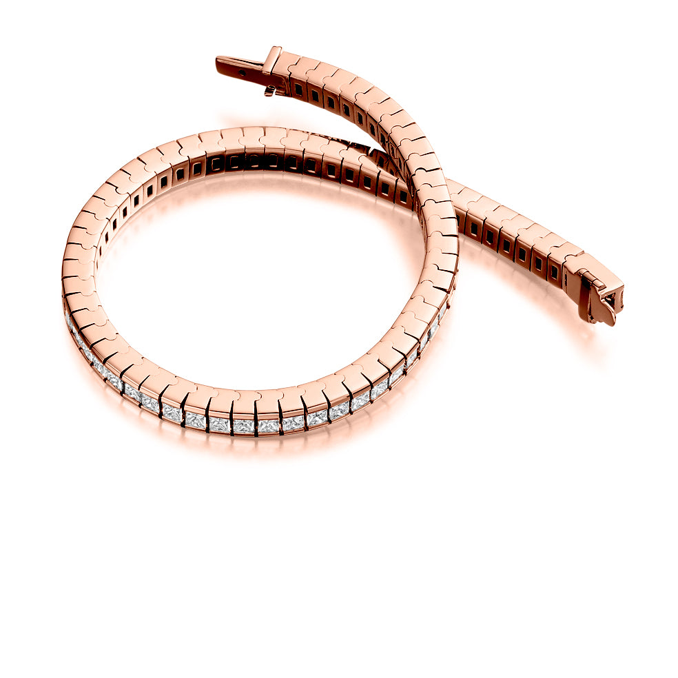 Channel-Set Princess-Cut Diamond Bracelet, 6.50ct total in Rose Gold