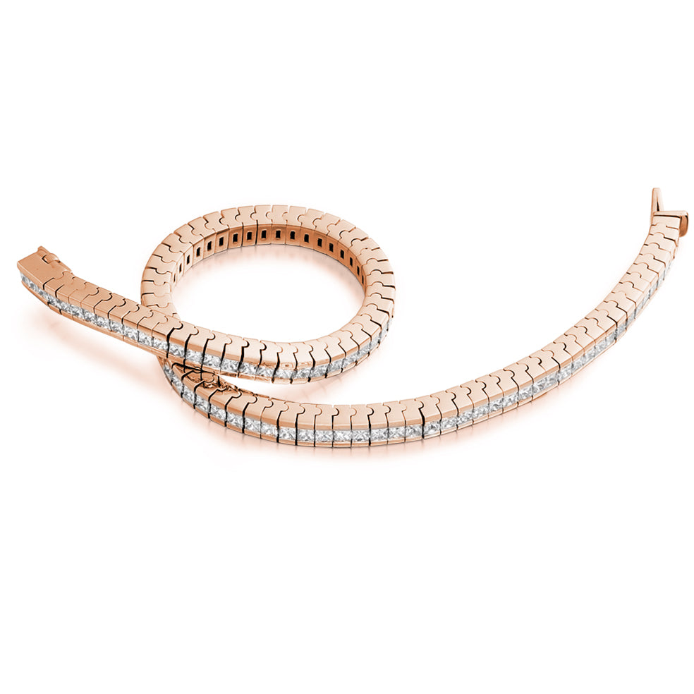 Channel-Set Princess-Cut Diamond Bracelet, 4.50ct total in Rose Gold