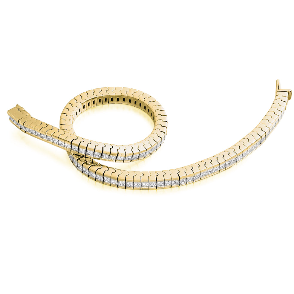 Channel-Set Princess-Cut Diamond Bracelet, 4.50ct total in Yellow Gold