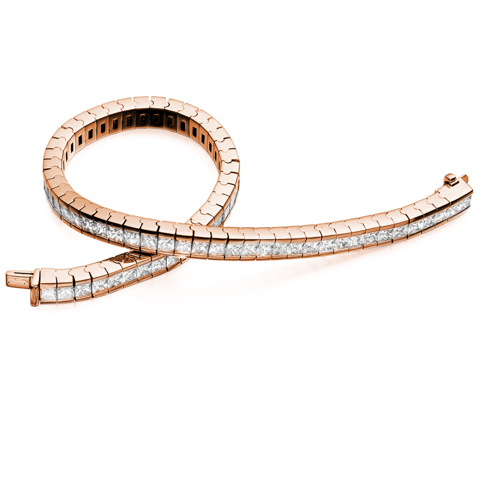 Channel-Set Princess-Cut Diamond Bracelet, 8.50ct total in Rose Gold