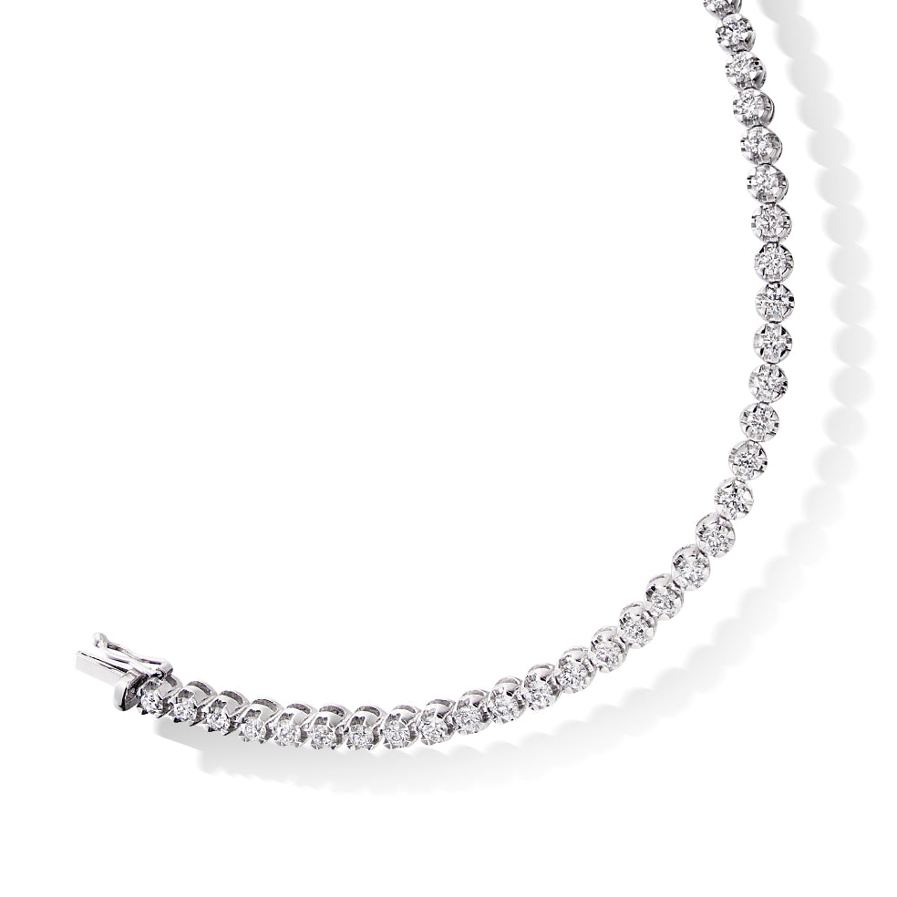 Claw-Set Round Diamond Tennis Bracelet, 3.00ct total