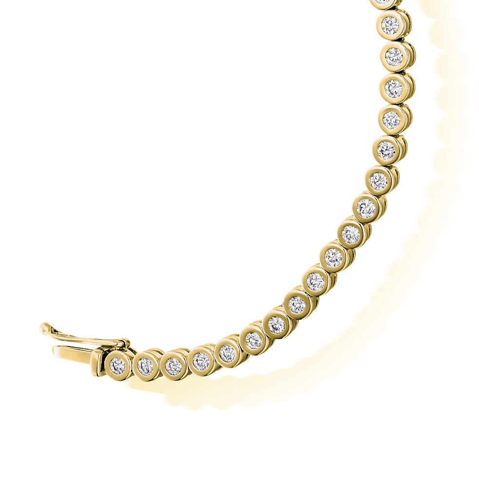 Rubover-Set Round Diamond Tennis Bracelet, 2.00ct total in Yellow Gold
