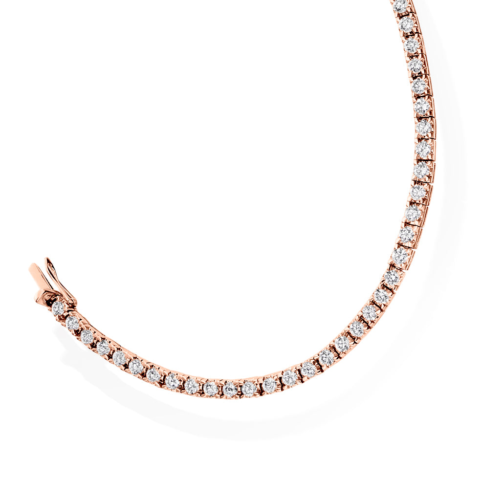 Claw-Set Round Diamond Tennis Bracelet, 4.00ct total in Rose Gold