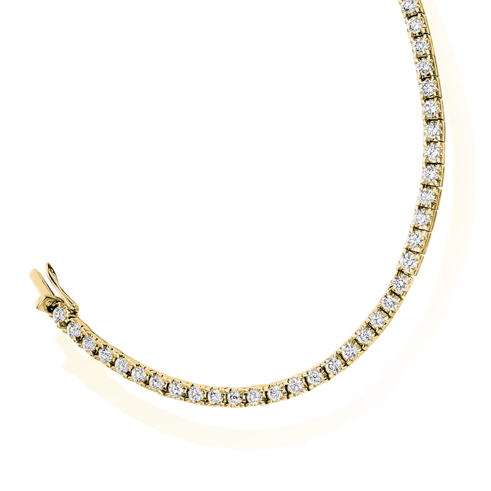 Claw-Set Round Diamond Tennis Bracelet, 4.00ct total in Yellow Gold