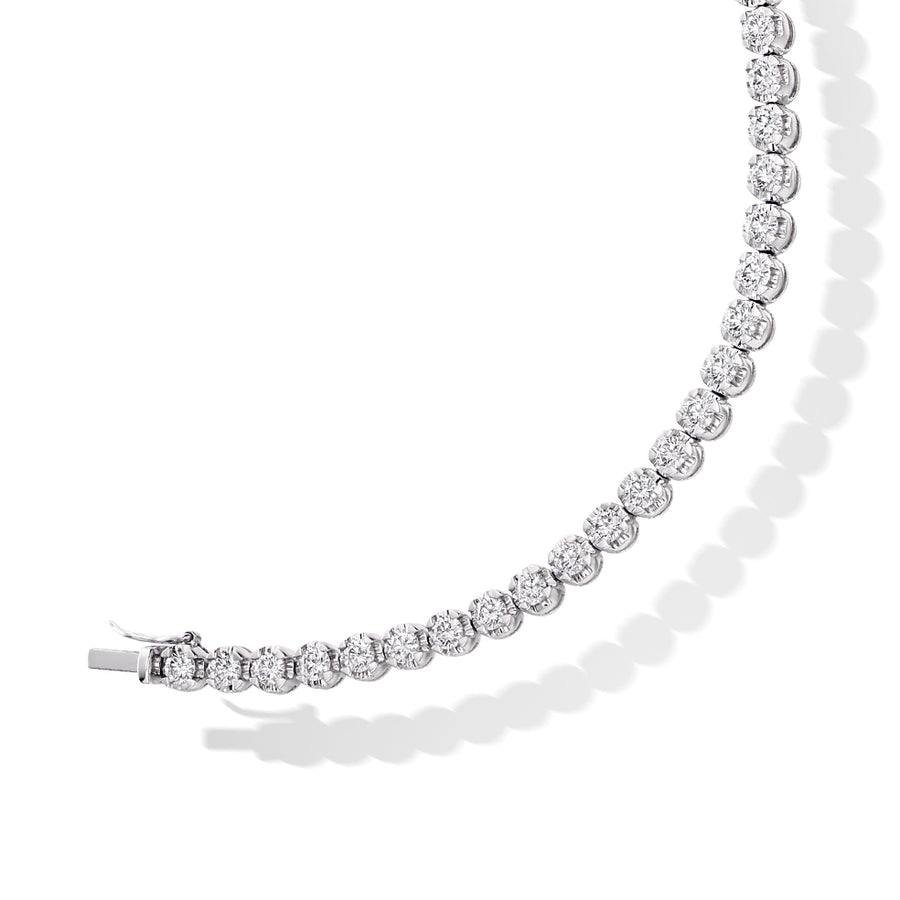 Claw-Set Round Diamond Tennis Bracelet, 4.00ct total