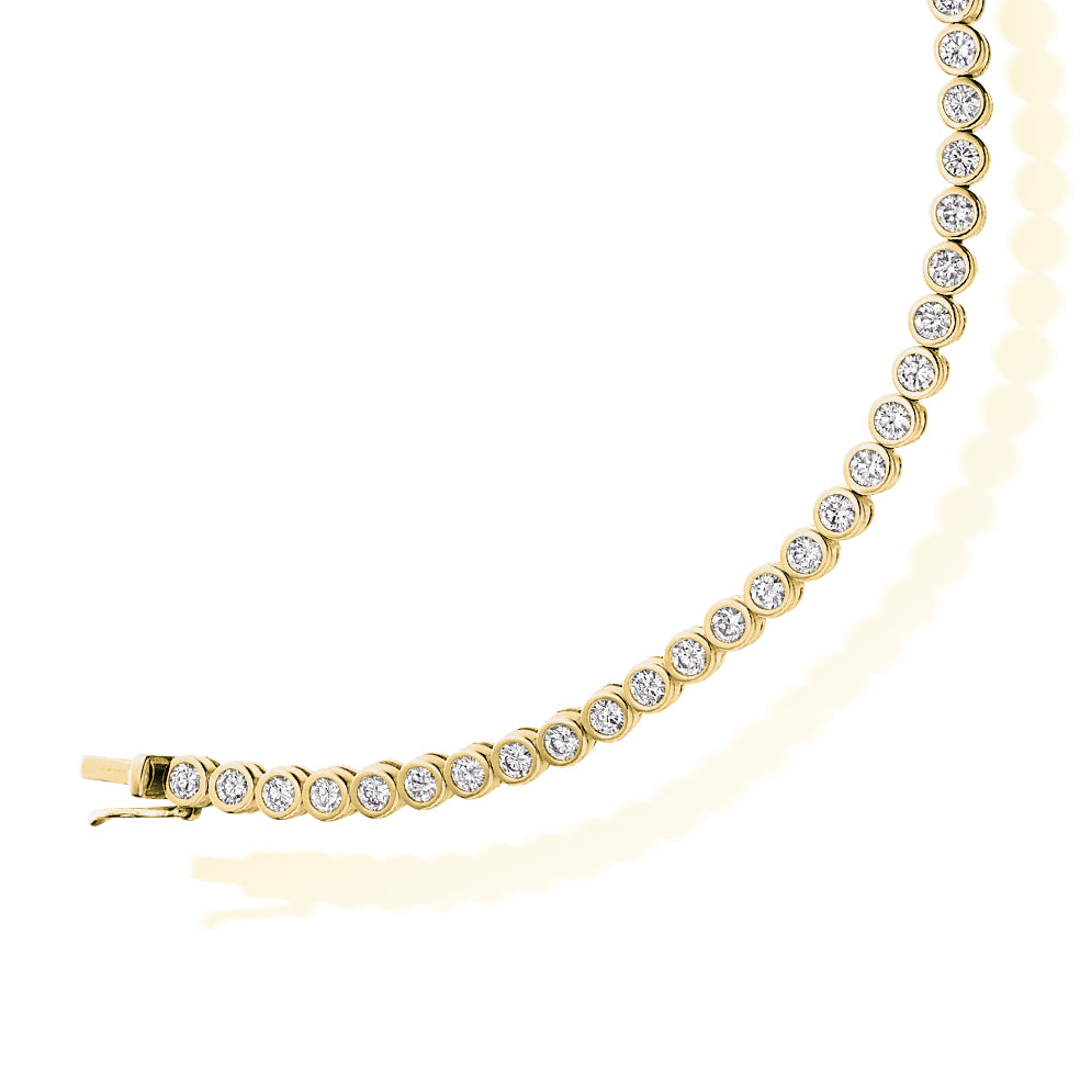 Rubover-Set Round Diamond Tennis Bracelet, 3.00ct total in Yellow Gold
