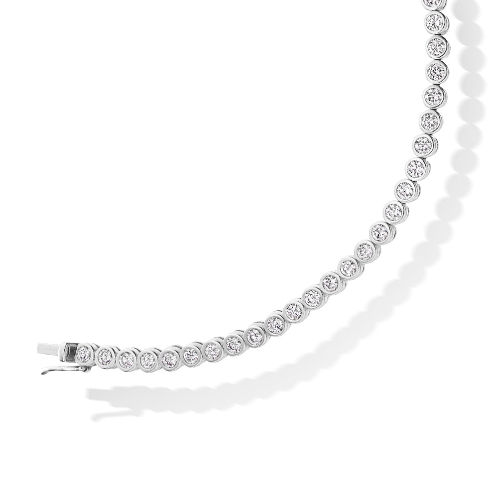 Rubover-Set Round Diamond Tennis Bracelet, 3.00ct total