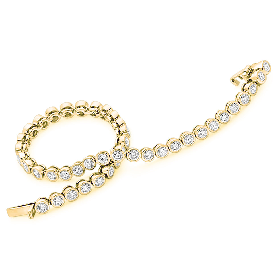 Rubover-Set Round Diamond Tennis Bracelet, 4.00ct total in Yellow Gold
