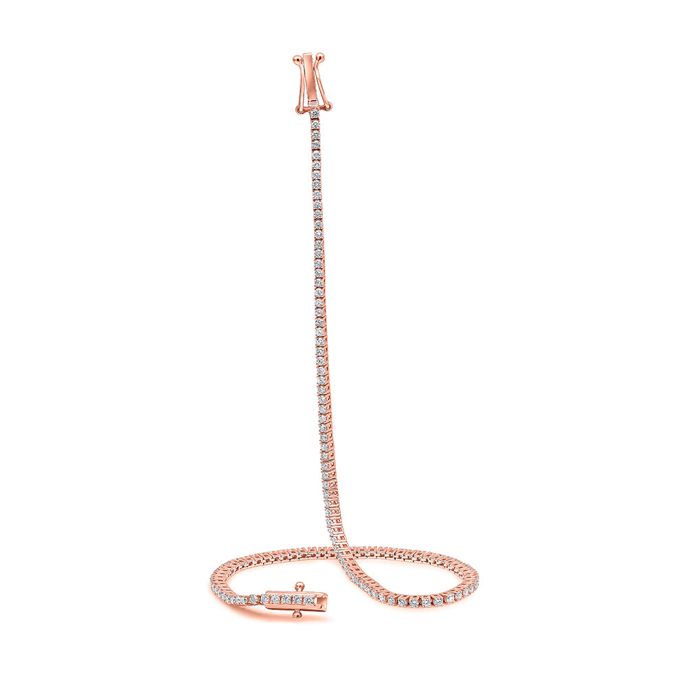 Claw-Set Round Diamond Tennis Bracelet, 1.20ct total in Rose Gold