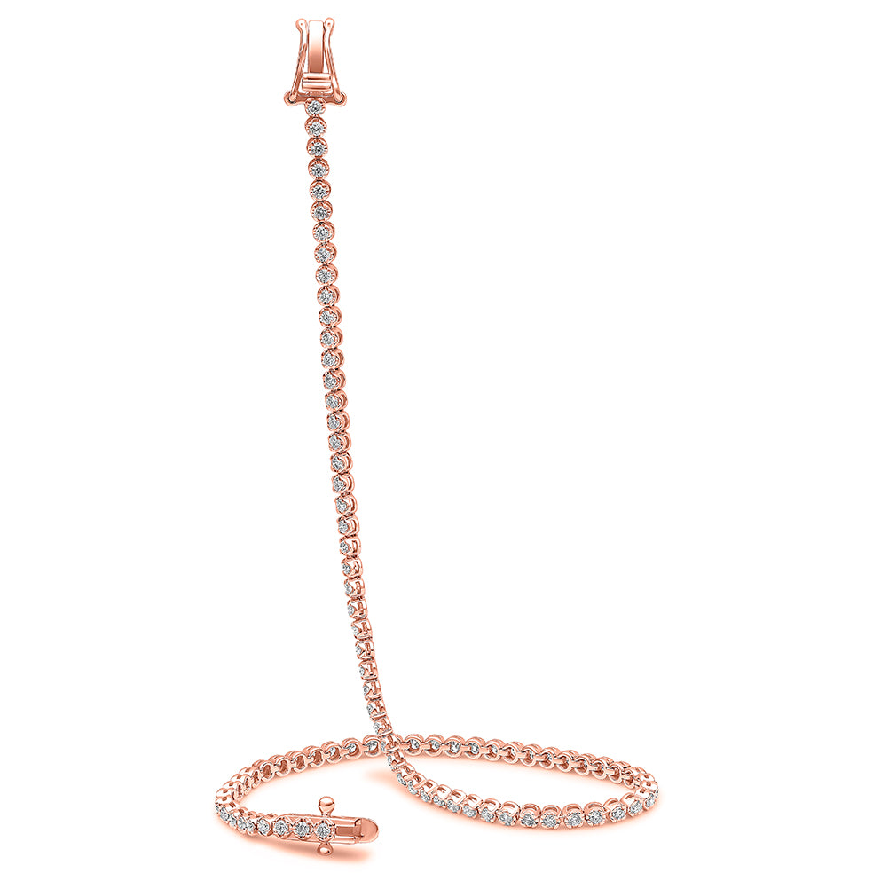 Claw-Set Round Diamond Tennis Bracelet, 0.85ct total in Rose Gold
