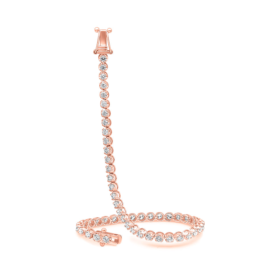Claw-Set Round Diamond Tennis Bracelet, 2.60ct total in Rose Gold