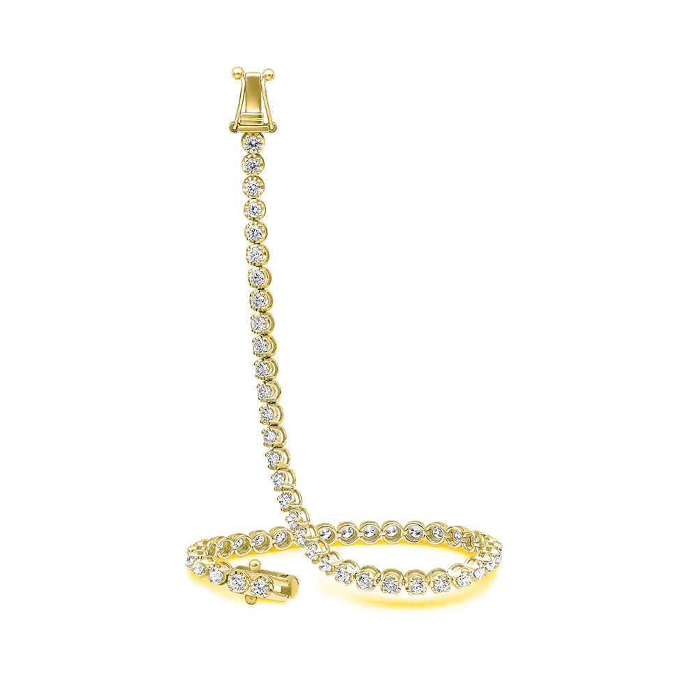 Claw-Set Round Diamond Tennis Bracelet, 2.60ct total in Yellow Gold