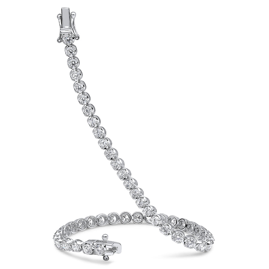Claw-Set Round Diamond Tennis Bracelet, 4.00ct total