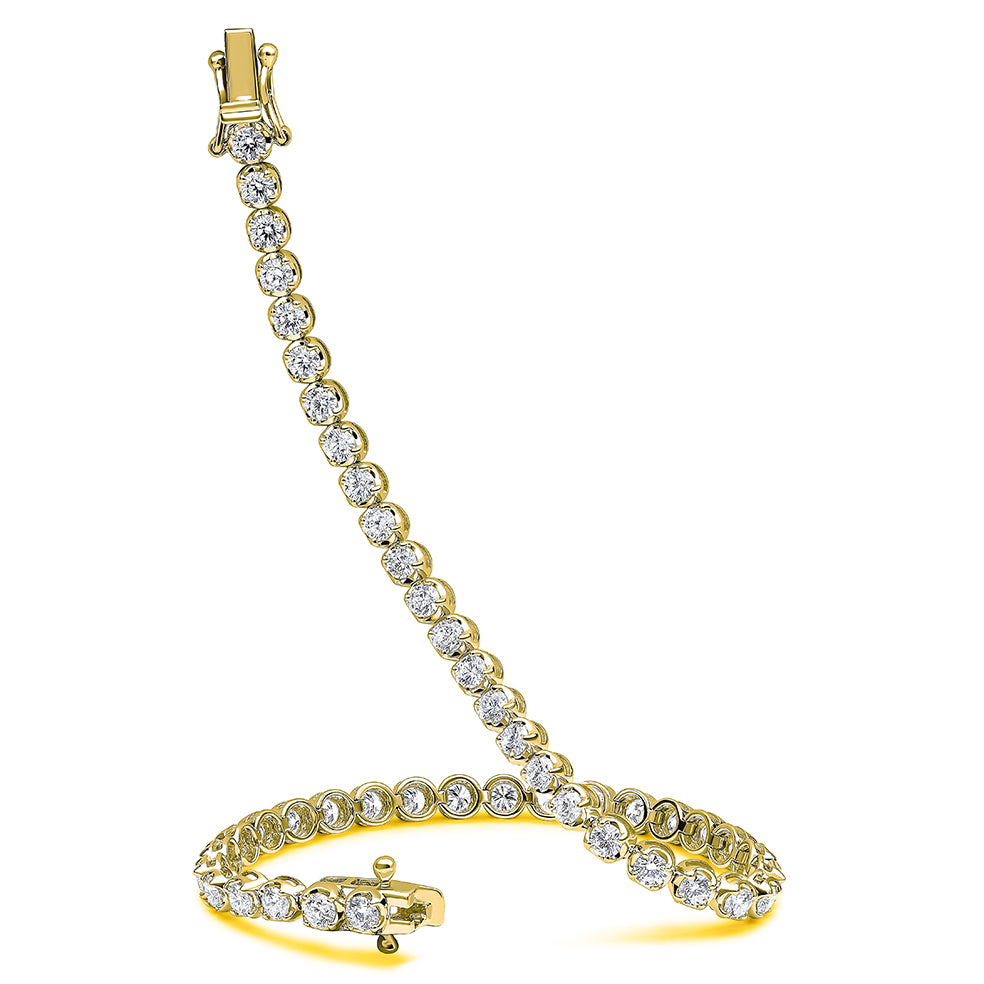Claw-Set Round Diamond Tennis Bracelet, 4.00ct total in Yellow Gold
