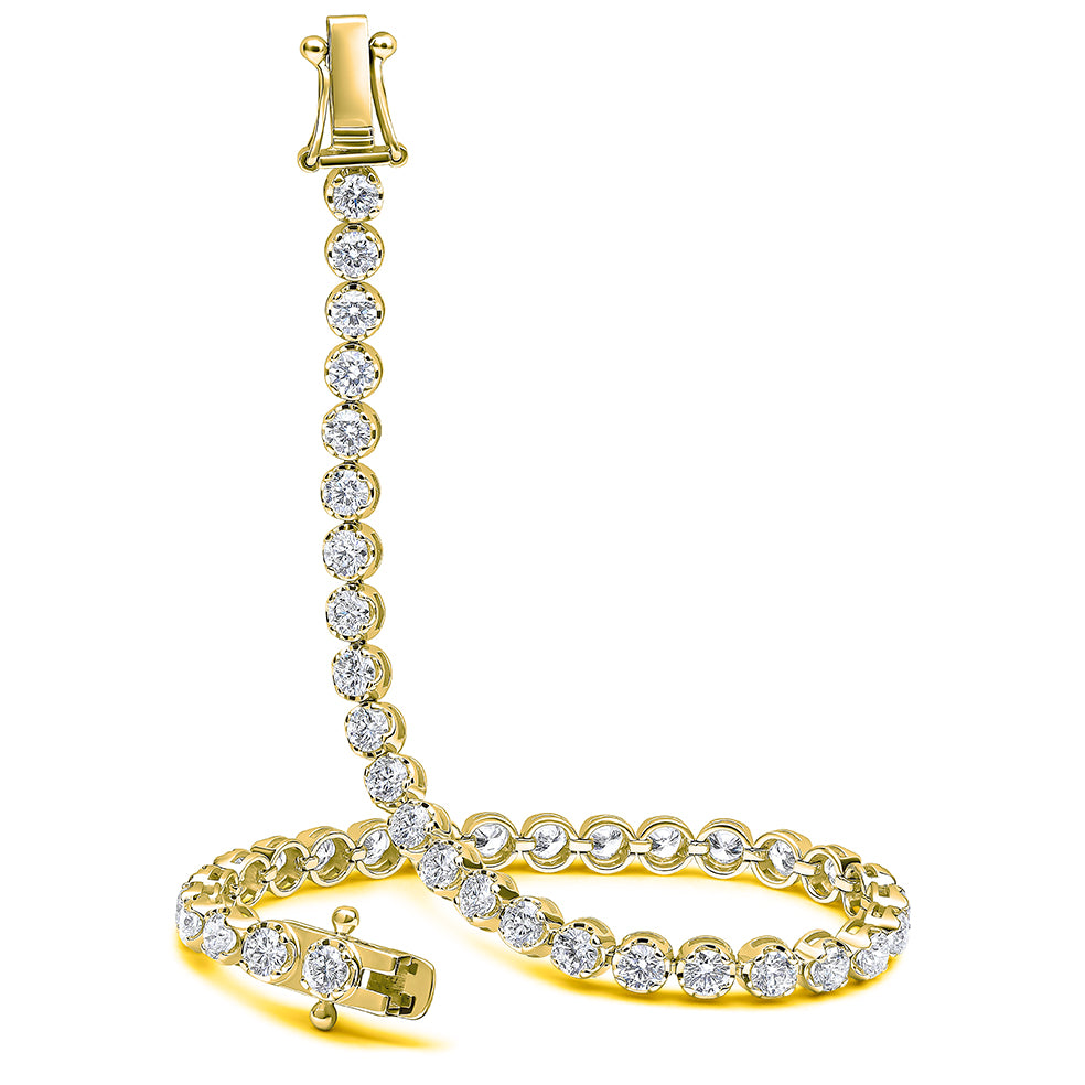 Claw-Set Round Diamond Tennis Bracelet, 5.50ct total in Yellow Gold