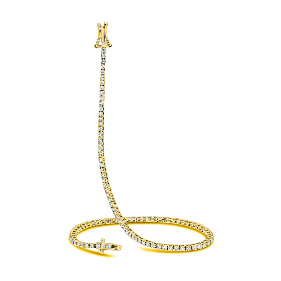 Claw-Set Round Diamond Tennis Bracelet, 1.00ct total in Yellow Gold