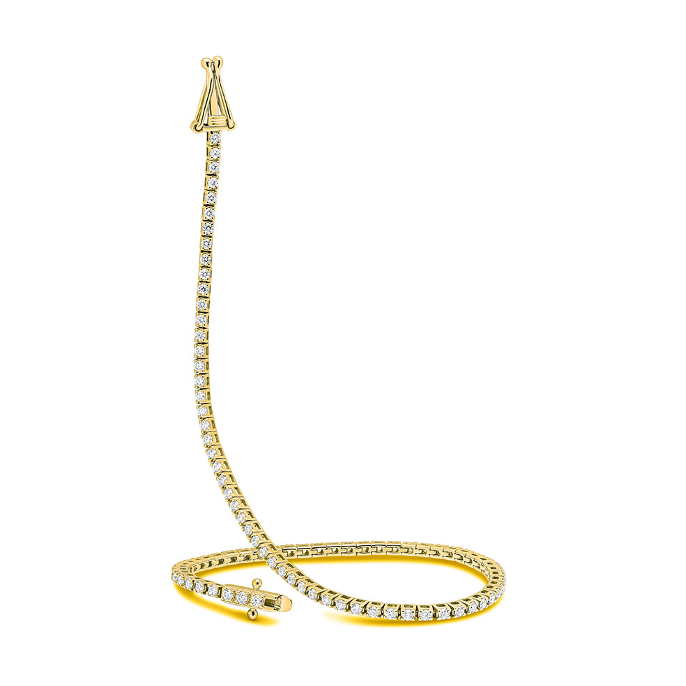 Claw-Set Round Diamond Tennis Bracelet, 1.25ct total in Yellow Gold