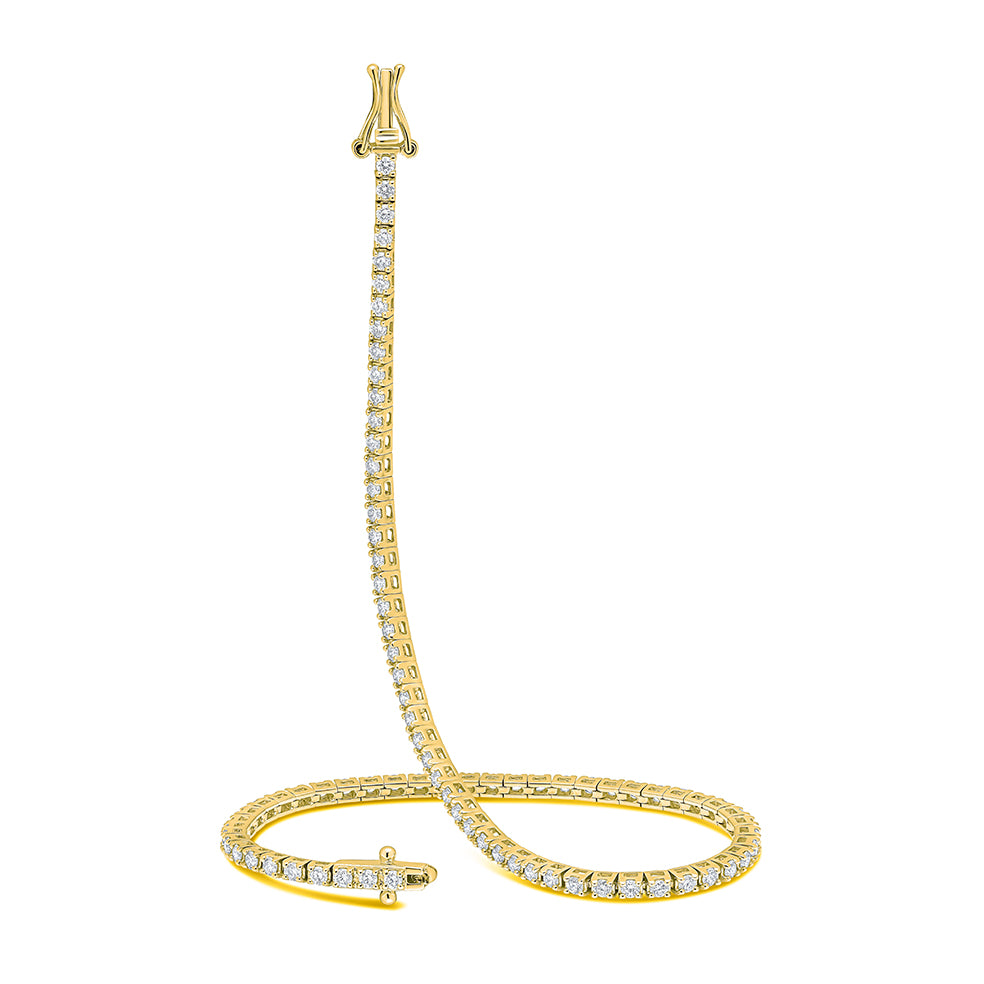 Claw-Set Round Diamond Tennis Bracelet, 1.50ct total in Yellow Gold
