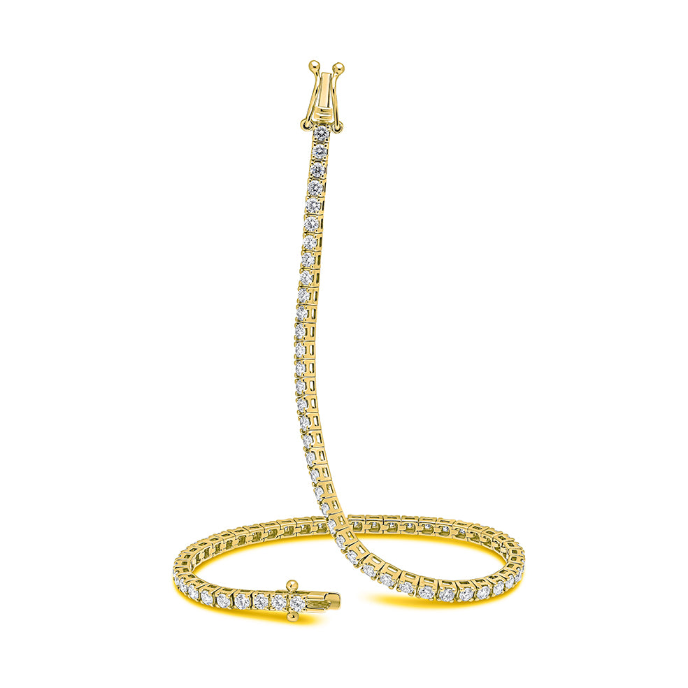 Claw-Set Round Diamond Tennis Bracelet, 2.50ct total in Yellow Gold