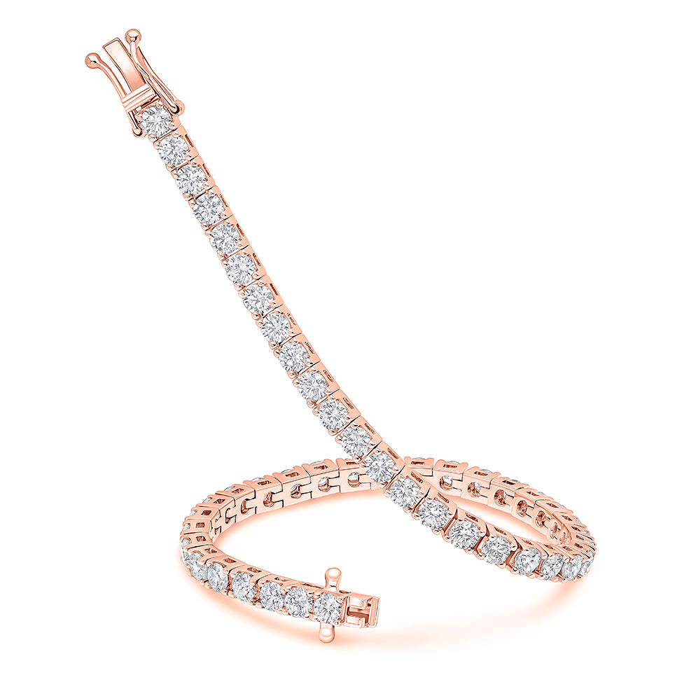 Claw-Set Round Diamond Tennis Bracelet, 6.50ct total in Rose Gold