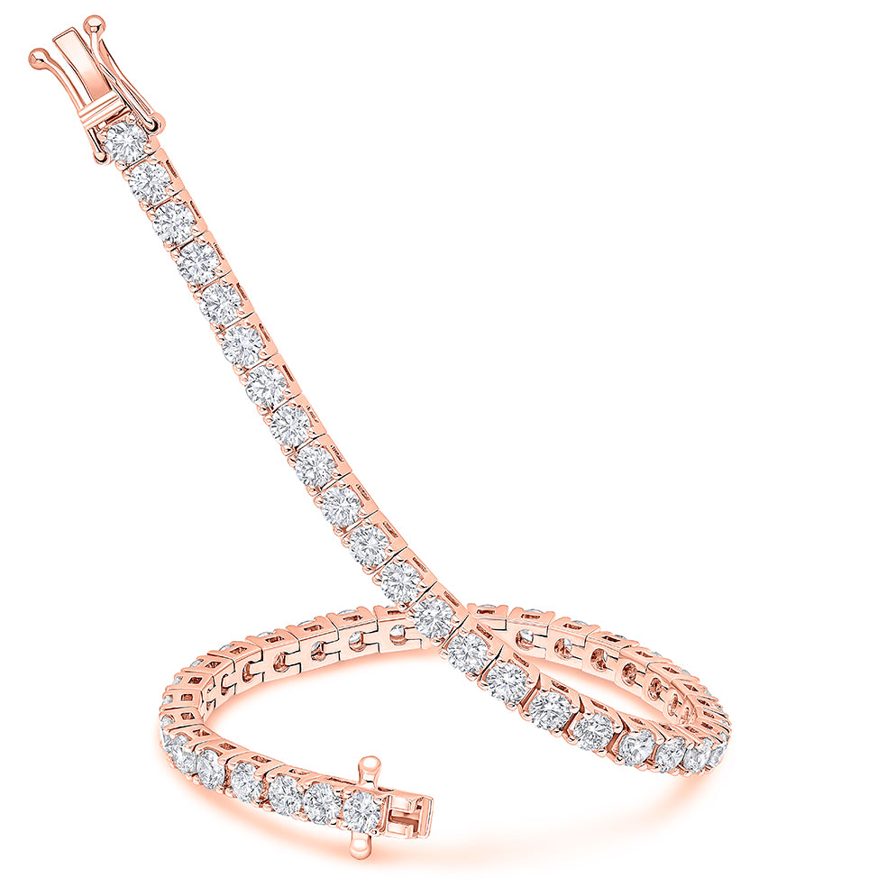 Claw-Set Round Diamond Tennis Bracelet, 7.00ct total in Rose Gold